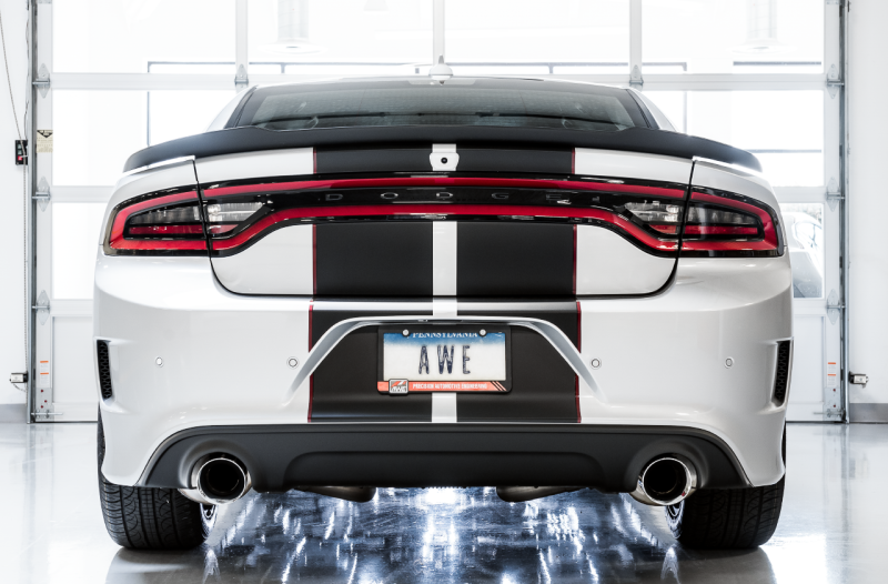 AWE Tuning Track Edition Exhaust with Chrome Silver Tips for Dodge Charger 6.4L/6.2L Supercharged - 2015+ - OneFastShop