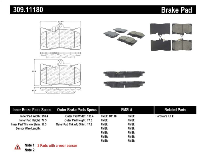 Stoptech Performance Front Brake Pads for 06 Lexus GS300/430, 07-08 GS350, 06-08 IS350 - OneFastShop