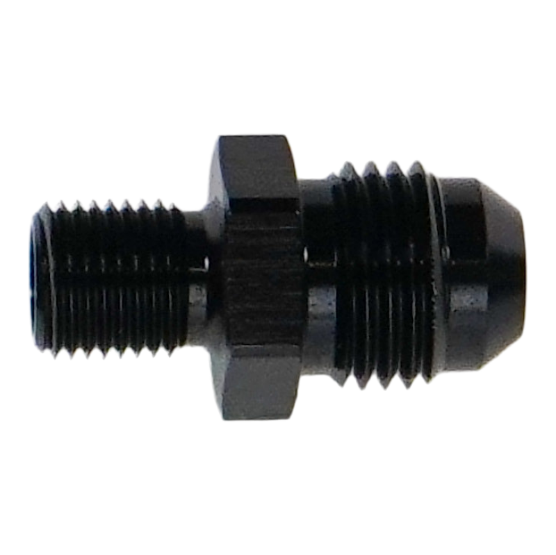 DeatschWerks AN to Metric Fuel Fitting - 6AN Male Flare to M10x1.0 Male - Matte Black
