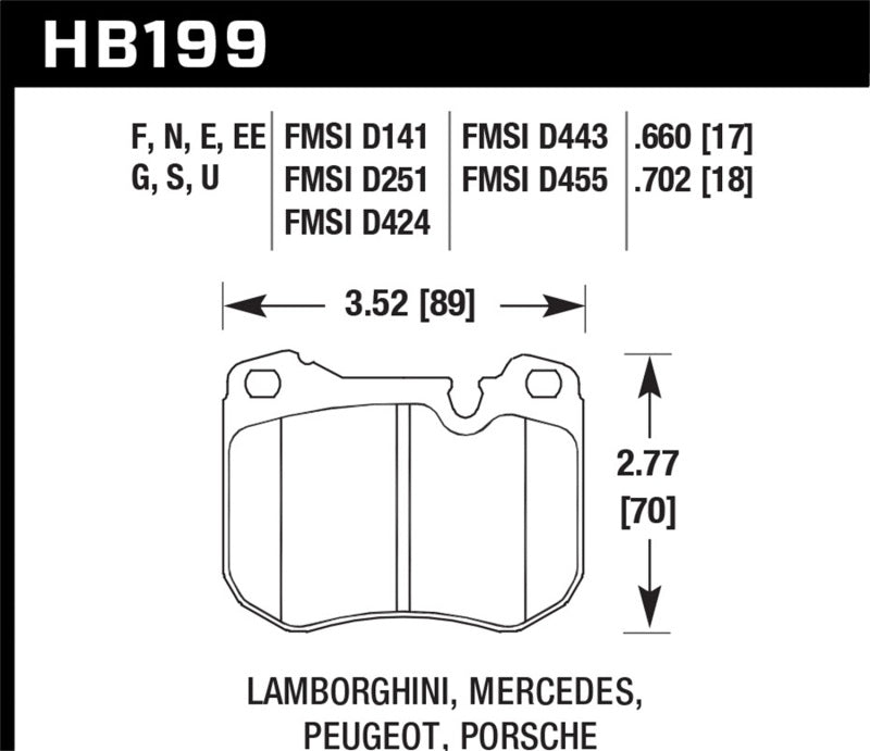 Hawk Blue 9012 Front Brake Pads - Peugeot/Porsche 1977-1989