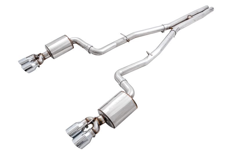 AWE Touring Edition Non-Resonated Cat-Back Exhaust - Dodge Challenger 2015-2023 - Quad Chrome Silver Tips