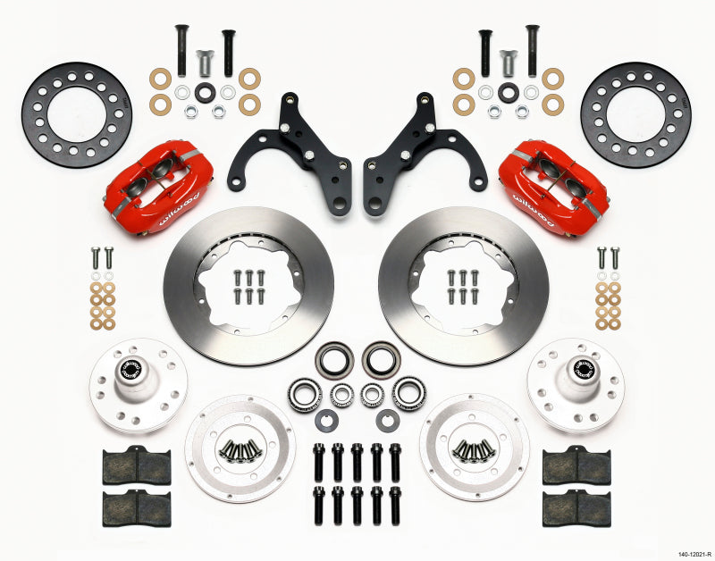 Wilwood Forged Dynalite Front Kit 11.00in Red for 65-68 Chevy Impala Drum Spindle - OneFastShop