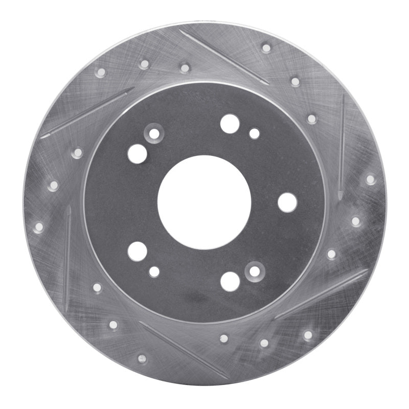 R1 Concepts eLine Rear Right Drilled & Slotted Brake Rotor - Honda Civic Si / Acura ILX 2006-2015 - Silver