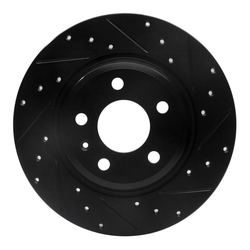 R1 09-25 Audi A4 Rear Right Drilled and Slotted Black Brake Rotor