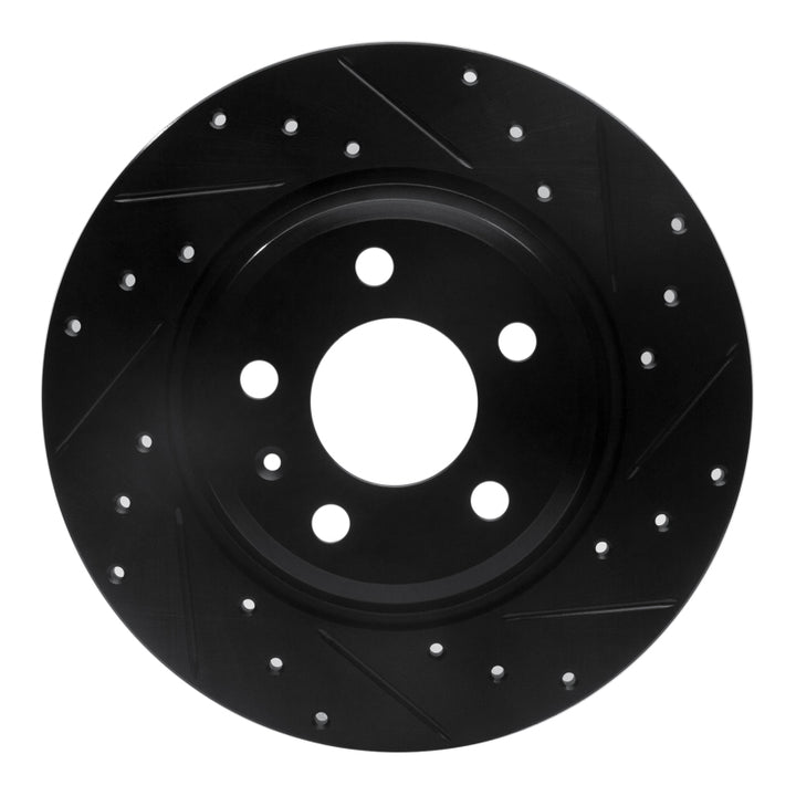 R1 09-25 Audi A4 Rear Right Drilled and Slotted Black Brake Rotor