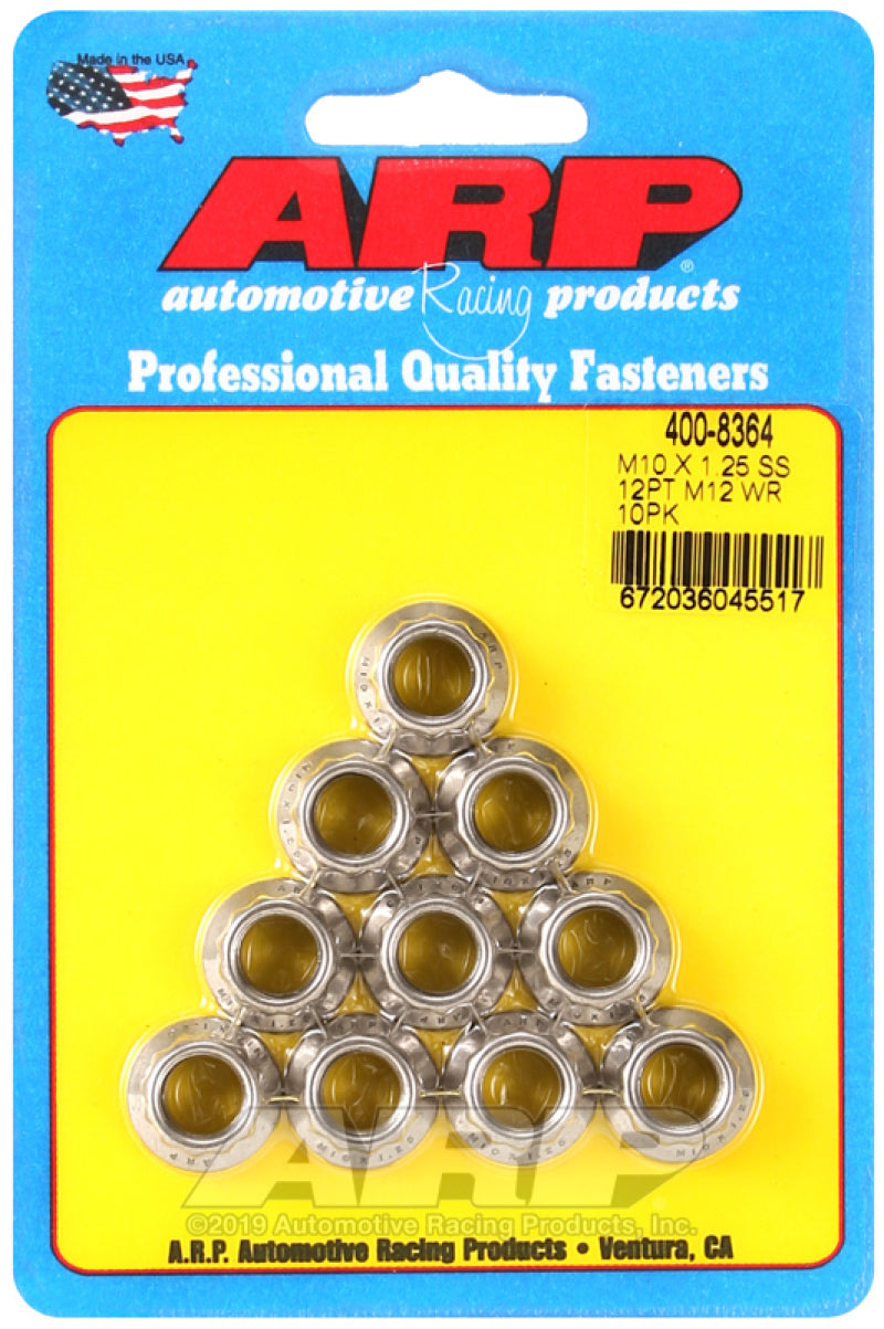 ARP M10 x 1.25 SS 12pt Nut Kit 10/pkg