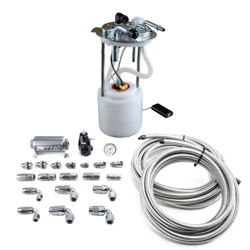 DeatschWerks DW400 Pump Module and Return SS CPE Plumbing Kit for 05-19 Yukon Tahoe Suburban