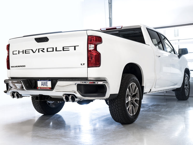 AWE Tuning 0FG Catback Exhaust System - 4th Gen GM 1500 6.2L - Quad Chrome Tips