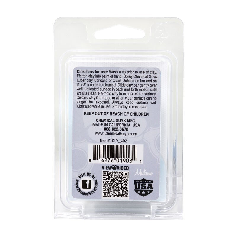 Chemical Guys Clay Bar Medium Duty Gray - 12 Pack