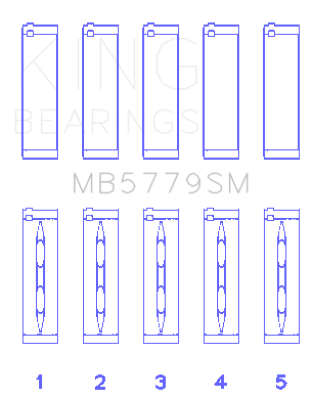 King Main Bearing Set for Audi CDAA/CDHA/CDHB/CDAB - Set of 5 Size STD