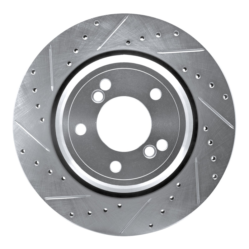 R1 Concepts eLINE Rear Left Drilled & Slotted Brake Rotor - BMW M3 / M5 2000-2006 - Silver