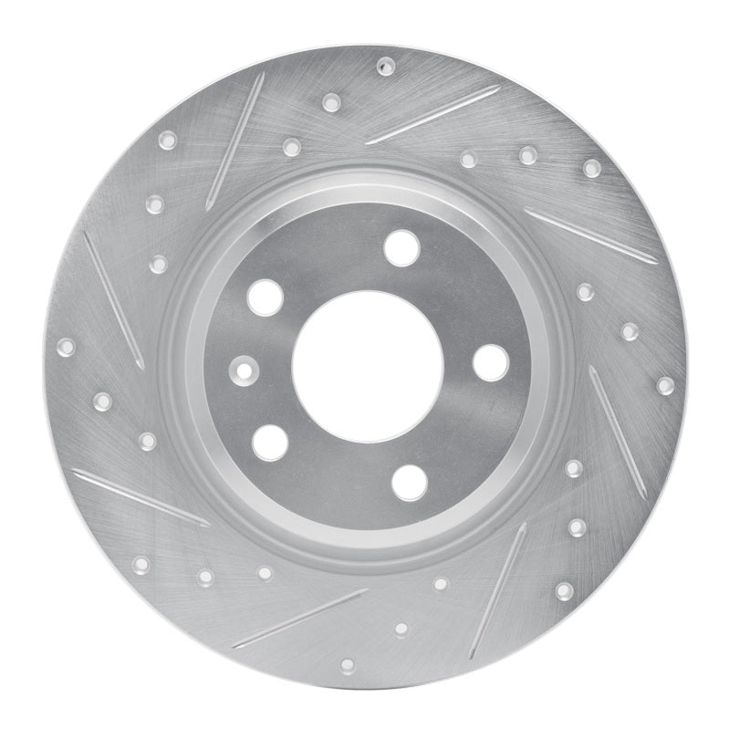 R1 Concepts Rear Left Drilled & Slotted Brake Rotor - Audi A4 / A5 / Q5 2008-2025 - Silver