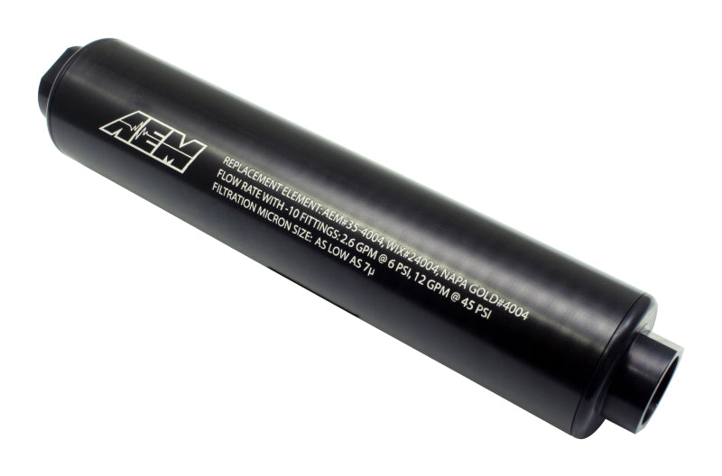 AEM Universal High Flow -10 AN Inline Black Fuel Filter.