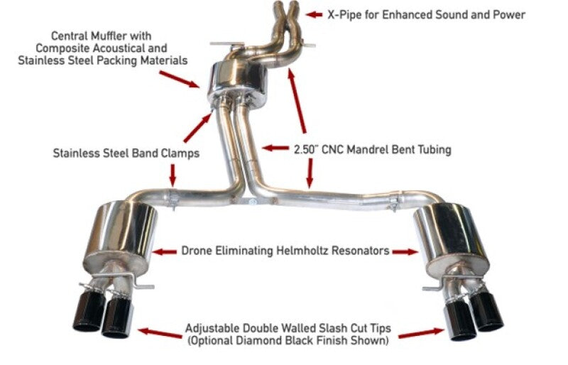 AWE Touring Edition Cat-Back Exhaust - Audi S4 2010-2016 - 102mm Diamond Black Tips