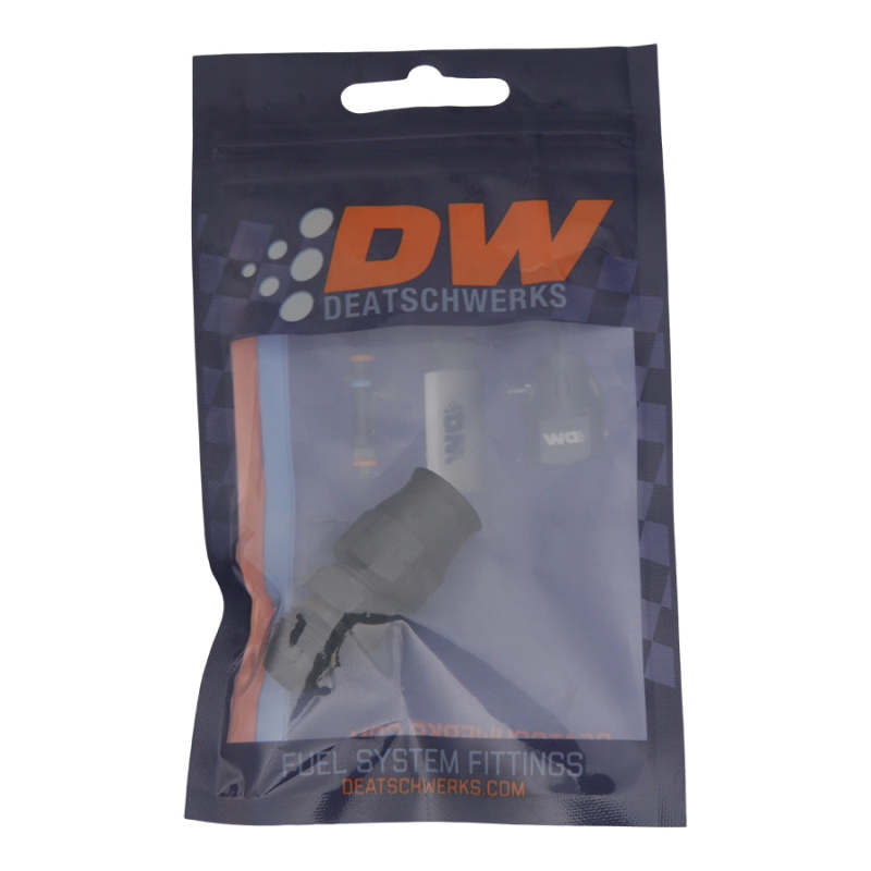 DeatschWerks 6AN Male Flare to 3/8 Inch Hardline Compression Adapter Anodized Matte Black