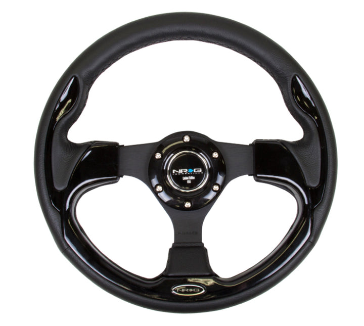 NRG Reinforced Steering Wheel 320mm Black with Gloss Black Trim - OneFastShop