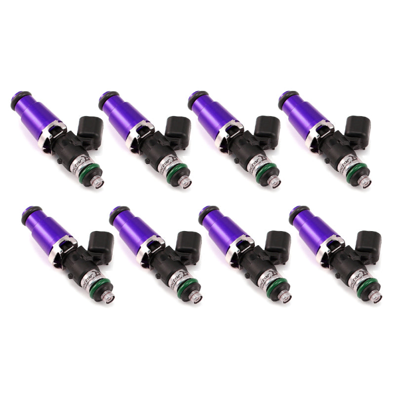 Injector Dynamics ID1750-XDS Fuel Injectors - 60mm, 14mm Purple Top Adapter, 14mm Lower O-Ring - Set of 8