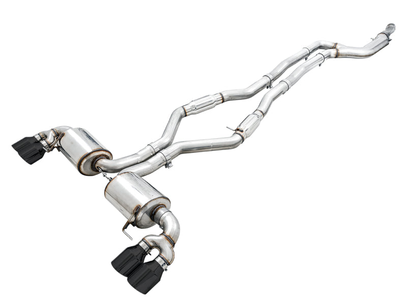 AWE Touring Edition Resonated Cat-Back Exhaust - BMW M340i, M340i xDrive 2020-2026 - Quad Diamond Black Tips