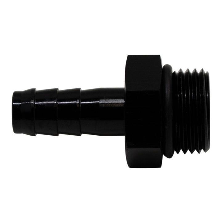 DeatschWerks 8AN ORB Male to 3/8 in. Male Triple Barb Fitting (Incl O-Ring) – Anodized Matte Black - OneFastShop