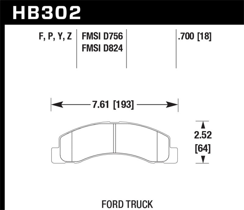 Hawk Super Duty Brake Pads - Ford Excursion, F-250 Super Duty 1999-2005 (HB302P.700)