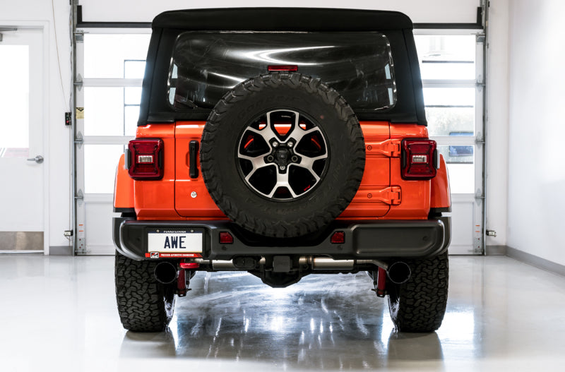 AWE Tuning Tread Edition Axle-Back Exhaust - Diamond Black Tips for 2018+ Jeep Wrangler JL/JLU - OneFastShop