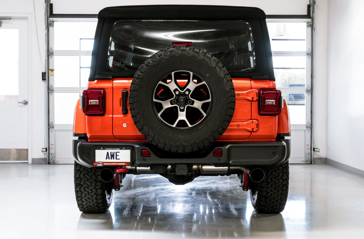 AWE Tuning Tread Edition Axle-Back Exhaust - Diamond Black Tips for 2018+ Jeep Wrangler JL/JLU - OneFastShop