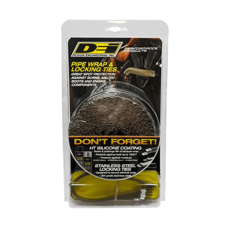 DEI Exhaust Wrap Kit - Titanium Pipe Wrap with Locking Ties