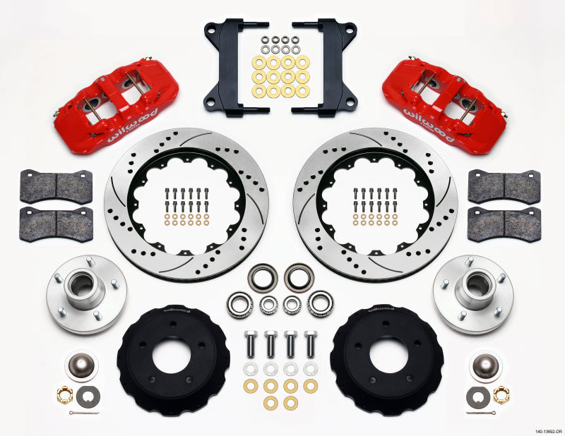 Wilwood AERO6 Front Hub Kit 14.00 Drilled Red for Chevy C-10 60-87 CPP Drop Spindle - OneFastShop
