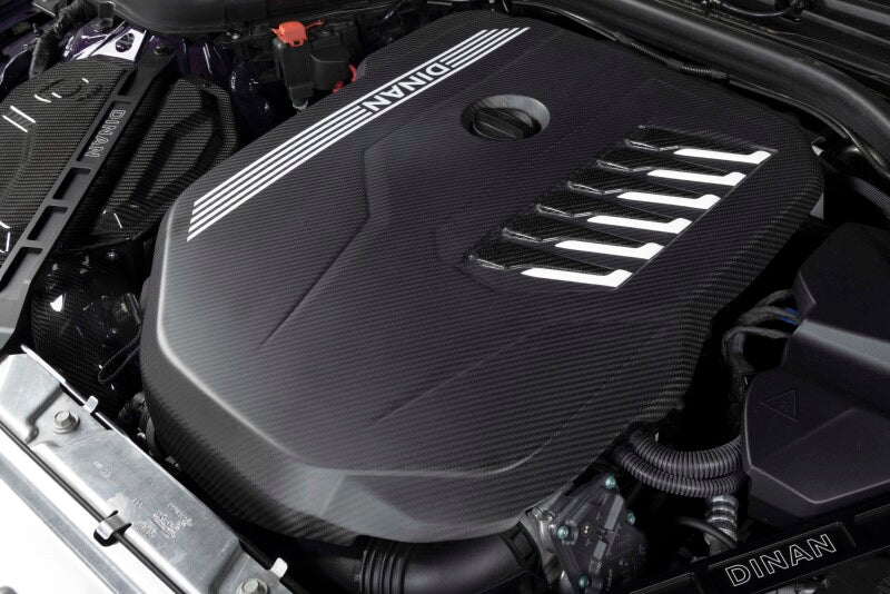 Dinan Carbon Fiber Engine Cover BMW B58D 2020-2026 - Matte Twill with Gloss Accents, image 3