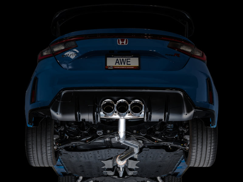 AWE Tuning Track Edition Exhaust with Triple Chrome Silver Tips for 2023 Honda Civic Type R - OneFastShop