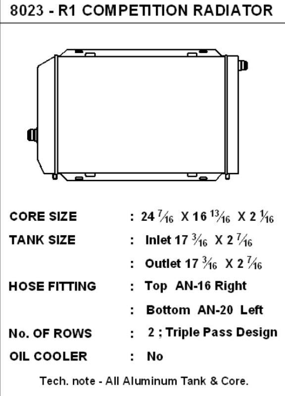 Csf Universal Triple Pass Dual Core Radiator with AN Fittings