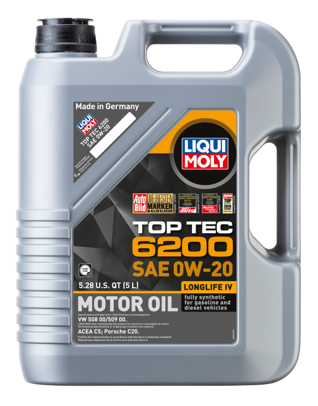 LIQUI MOLY 5L Top Tec 6200 Motor Oil SAE 0W20 for Audi A3 A4 A5 A6 A7 A8 Q3 Q5 Q7 Q8 S4 S5 SQ5