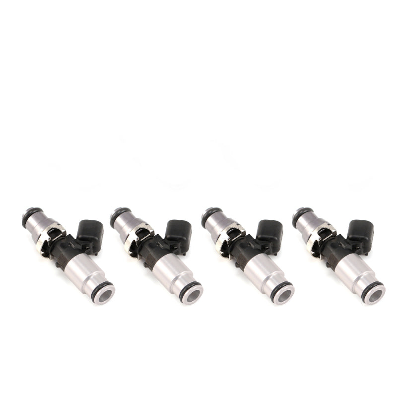 Injector Dynamics ID1300-XDS Fuel Injectors - 60mm, 14mm Grey Top Adapter, 14mm Silver Bottom Adapter - Set of 4