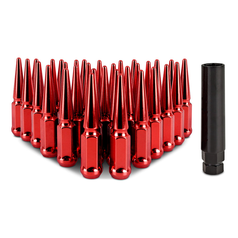 Mishimoto Steel Spiked Lug Nuts M14 x 1.5 32pc Set - Red