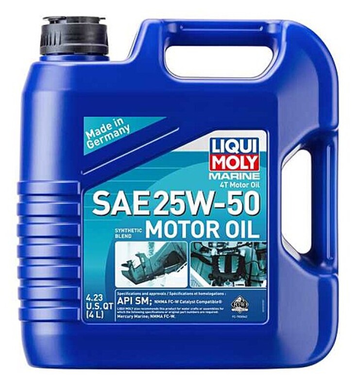 LIQUI MOLY Marine 4T Motor Oil SAE 25W50 4L for 4-Stroke Gasoline Engines Mercury Verado Compatible - OneFastShop