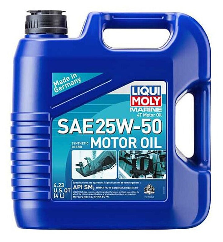LIQUI MOLY Marine 4T Motor Oil SAE 25W50 4L for 4-Stroke Gasoline Engines Mercury Verado Compatible - OneFastShop