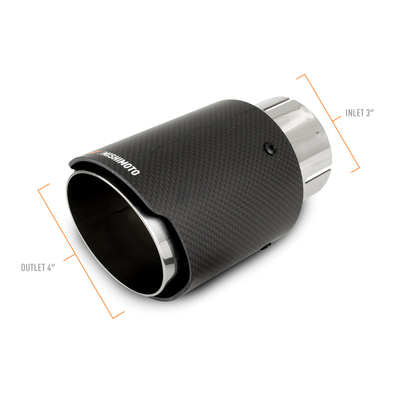 Mishimoto Carbon Fiber Muffler Tip 3in Inlet 4in Outlet - Polished