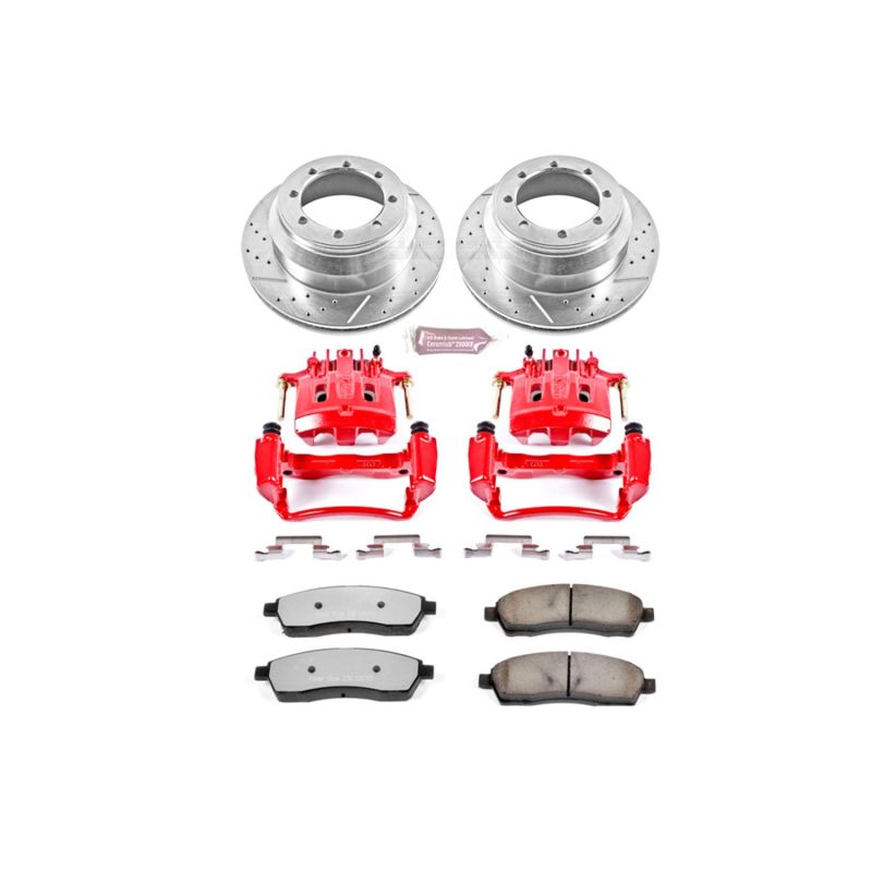 Power Stop Z36 Truck & Tow Rear Brake Kit w/ Red Calipers - Ford F-350 Super Duty 2000-2004