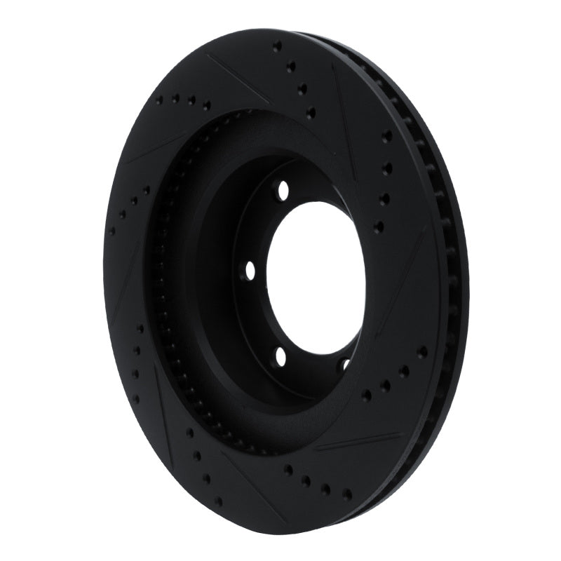 R1 03-09 Lexus GX470 Front Left Drilled and Slotted Black Brake Rotor