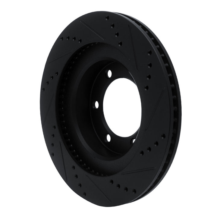 R1 03-09 Lexus GX470 Front Left Drilled and Slotted Black Brake Rotor