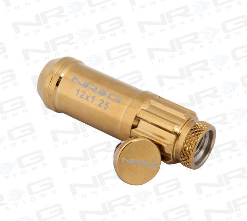 NRG 700 Series Steel Lug Nut Set M12x1.25 - 21 Pc with Locks - Chrome Gold, image 2