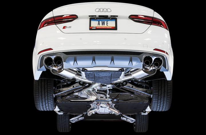 AWE Tuning Audi B9 S5 Sportback Touring Edition Exhaust - Non-Resonated (Black 102mm Tips).