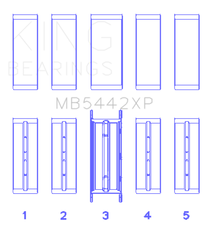 King Engine Bearings Ford 2.0 2.3L EcoBoost Crankshaft Main Bearing Set (5 Pack) - OneFastShop