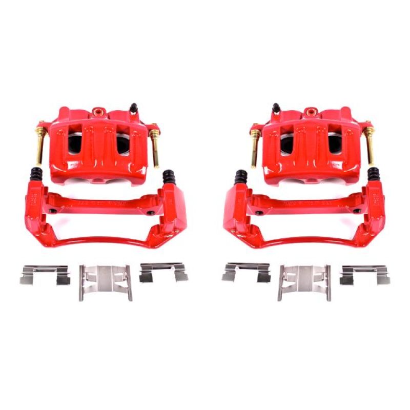 PowerStop Front Brake Calipers with Brackets - Ford F-150 1999-2003 - Red - Pair