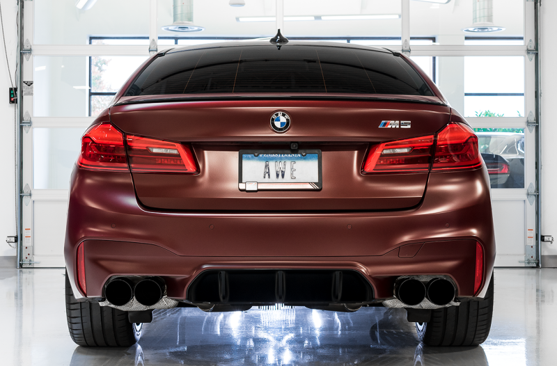 AWE Tuning 18-19 BMW M5 (F90) 4.4T AWD Cat-back Exhaust - Track Edition (Diamond Black Tips).