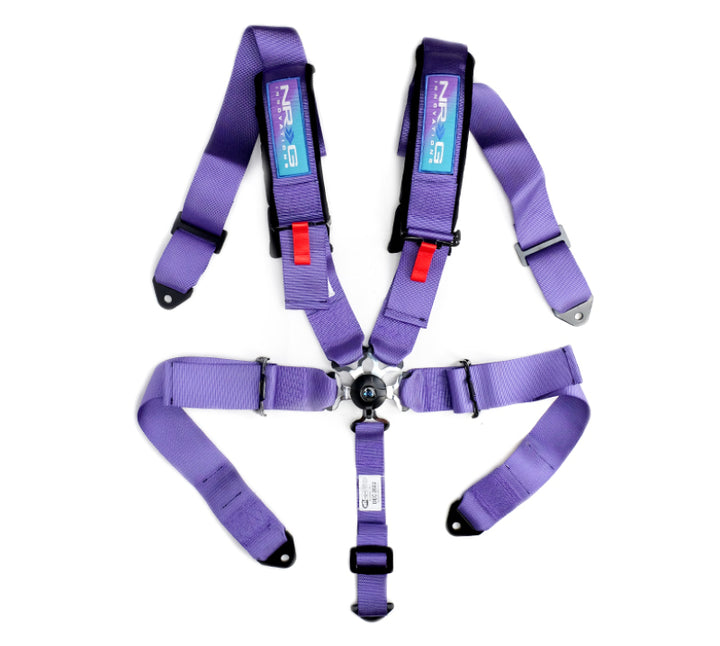 NRG 5-Point 3-Inch Purple Seat Belt Harness with Pads and Cam Lock - OneFastShop