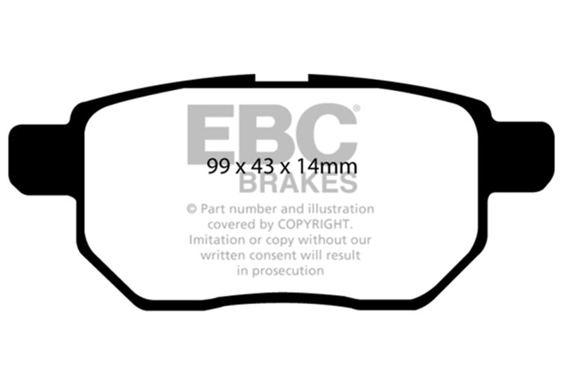 EBC Yellowstuff Rear Brake Pads - Toyota Corolla, Matrix, Pontiac Vibe 2008-2022