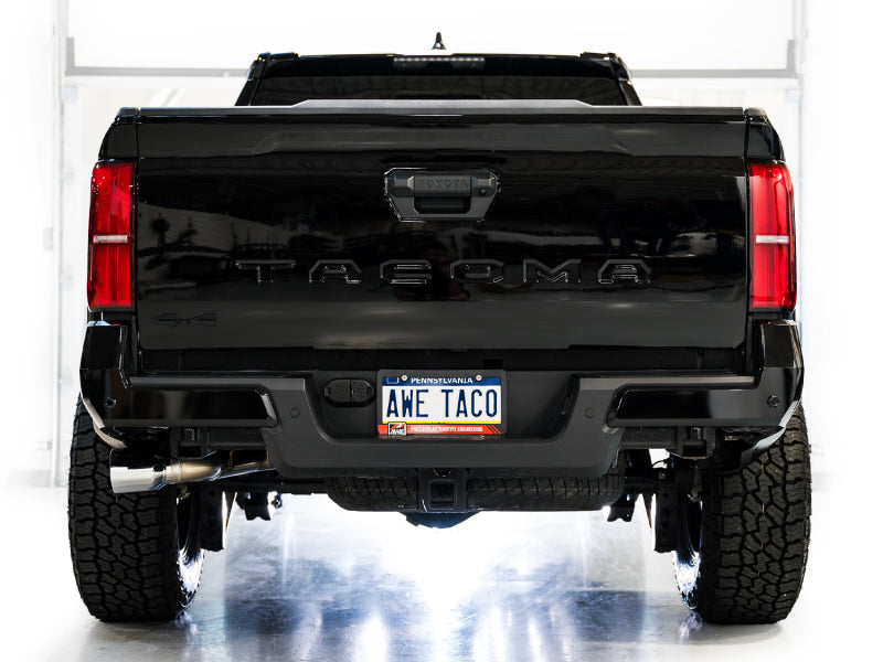 AWE Tuning Exhaust for 4th Gen Toyota Tacoma Dual Chrome Silver Tips 2024 Tacoma Limited SR SR5 Trailhunter TRD Off-Road TRD PreRunner TRD Pro TRD Sport - OneFastShop