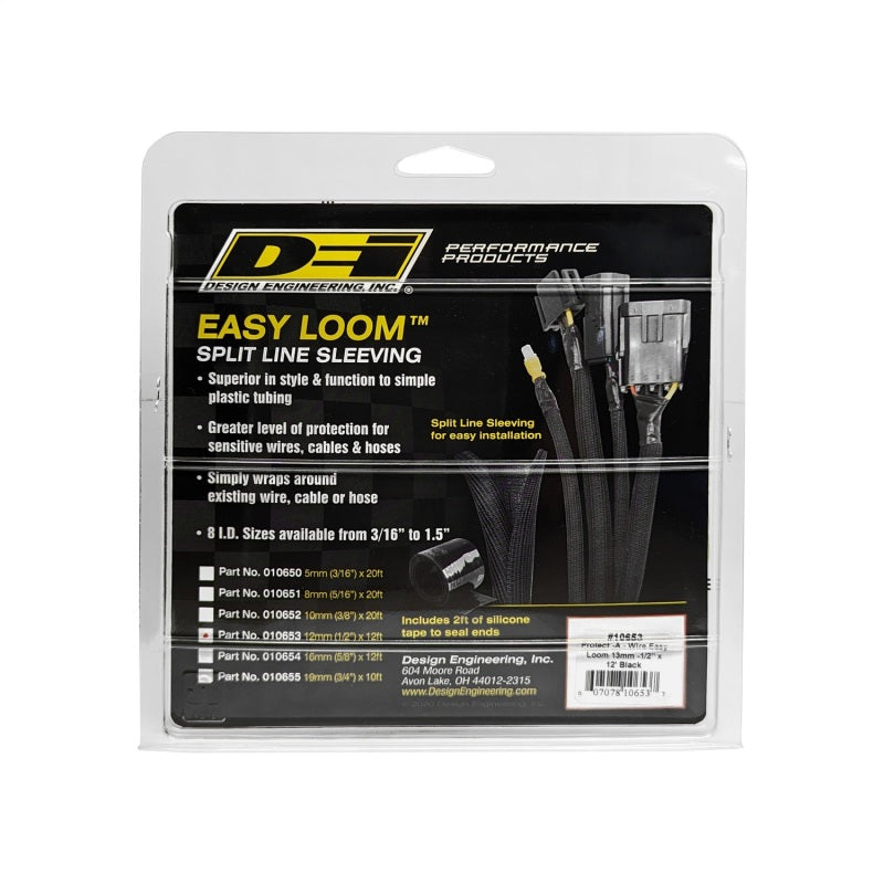 DEI Split Wire Sleeve Easy Loom 13mm-1/2in x 12 Black.