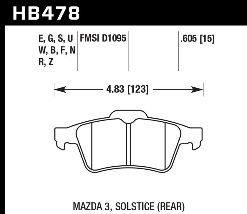 Hawk Performance HP+ Brake Pads - Rear Volvo S40, Ford C-Max, Mazda 5 (2003-2017)